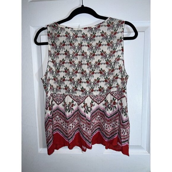 PATRONS OF PEACE Boho Hippy Festival Floral Front Tassel Sleeveless Top - Picture 6 of 9